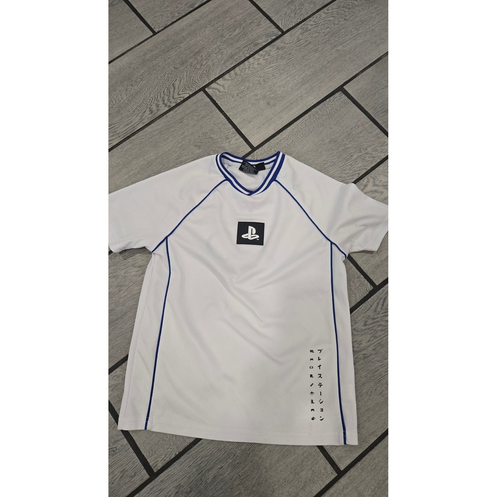 PlayStation Official Licensed Jersey Shirt Kids White Blue Gamer Tee Size 9-10Y